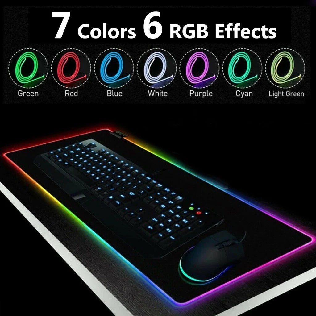 Mouse Pad Gamer Grande Speed Borda Led 7 Cores Rgb Impermeável 300mm X 800mm