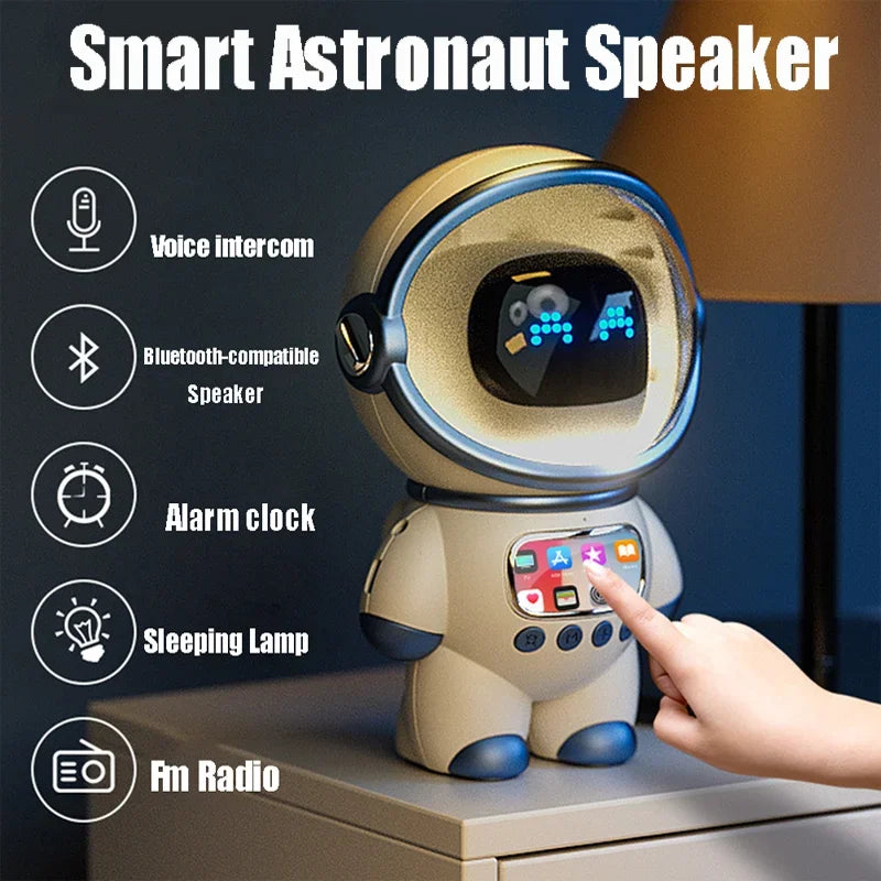 Intelligent Astronaut Bluetooth Speaker Creative Alarm Clock FM Radio Sleeping Night Light Table Clock Hifi Stereo Soundbar