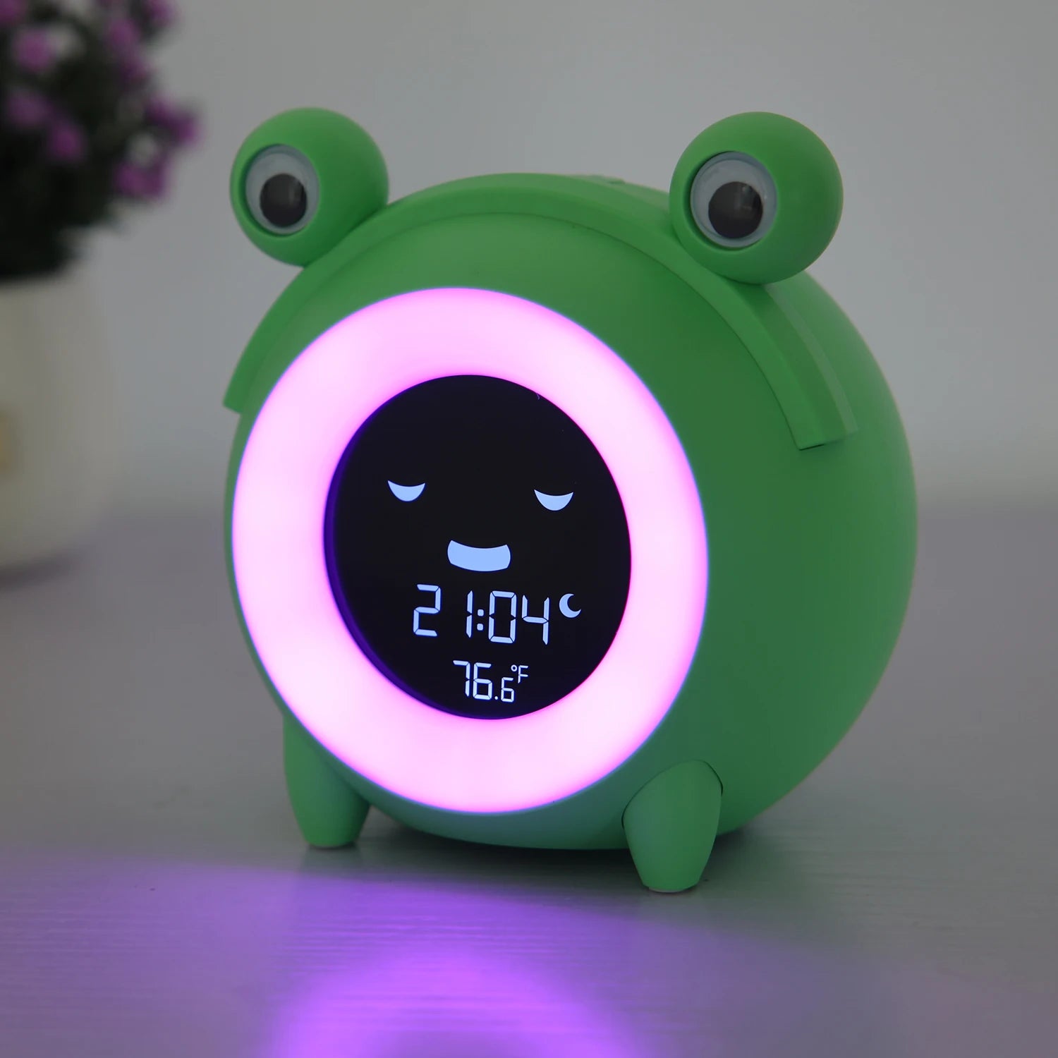 Cute Animal Child Alarm Clock Sleep Trainer Digital Wake Up Colorful Night Light Snooze Temperature NAP Timer Kid Alarm Clock