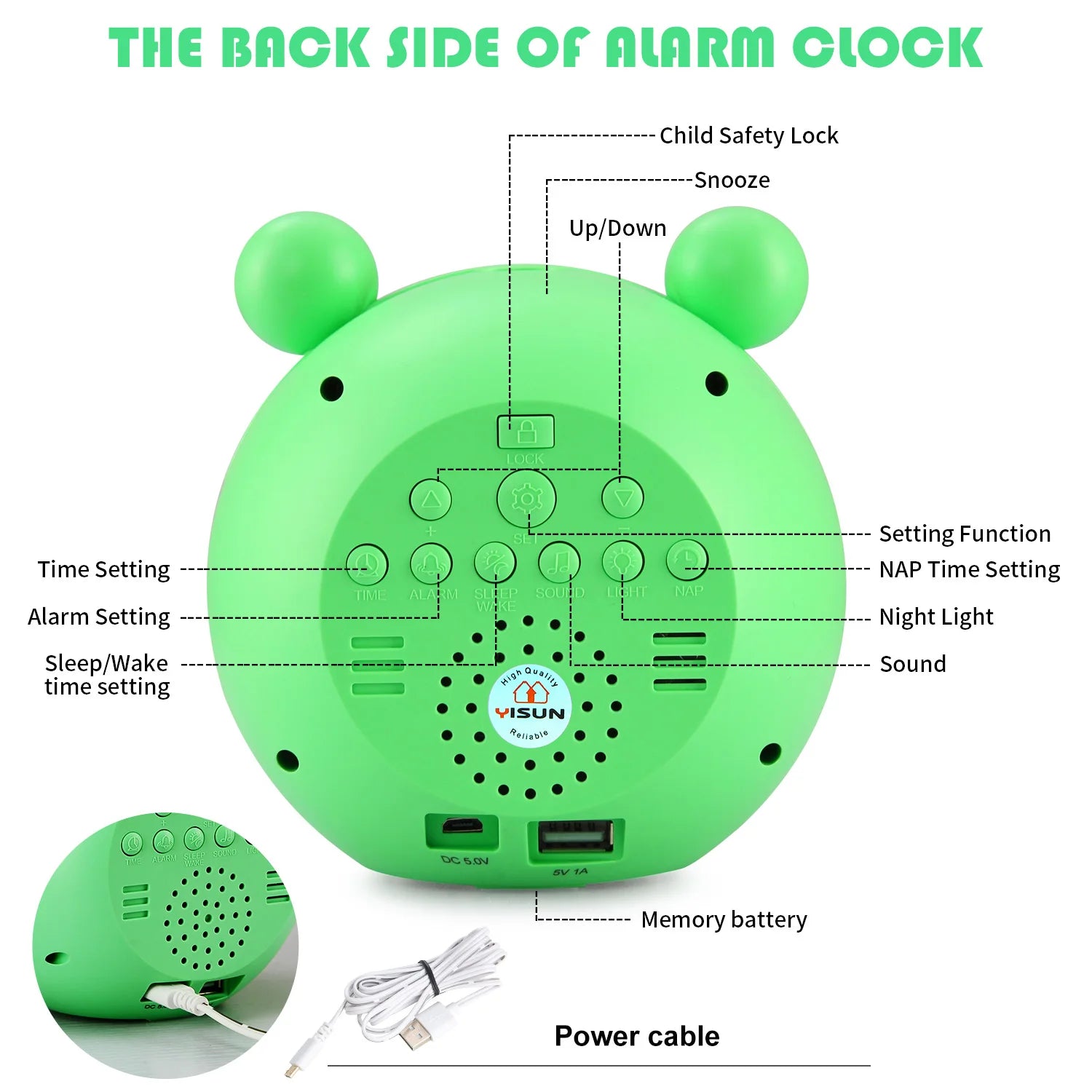 Cute Animal Child Alarm Clock Sleep Trainer Digital Wake Up Colorful Night Light Snooze Temperature NAP Timer Kid Alarm Clock