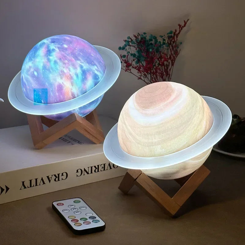 Galaxy Starry Sky Saturn Bluetooth 5.0 Speaker Science Fiction Romance Lighting  Supports Remote Control  Night Light Decoration