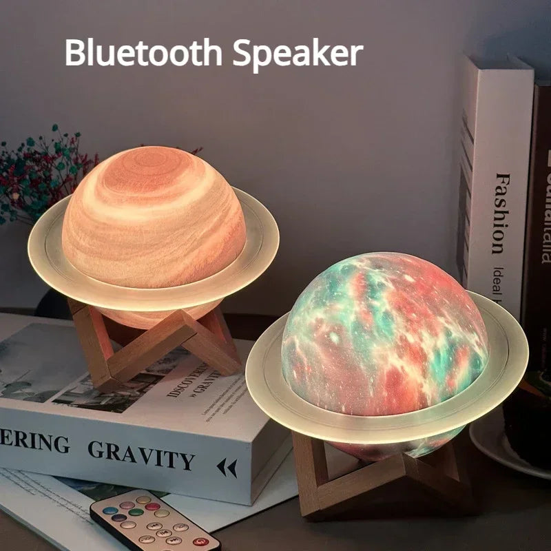 Galaxy Starry Sky Saturn Bluetooth 5.0 Speaker Science Fiction Romance Lighting  Supports Remote Control  Night Light Decoration