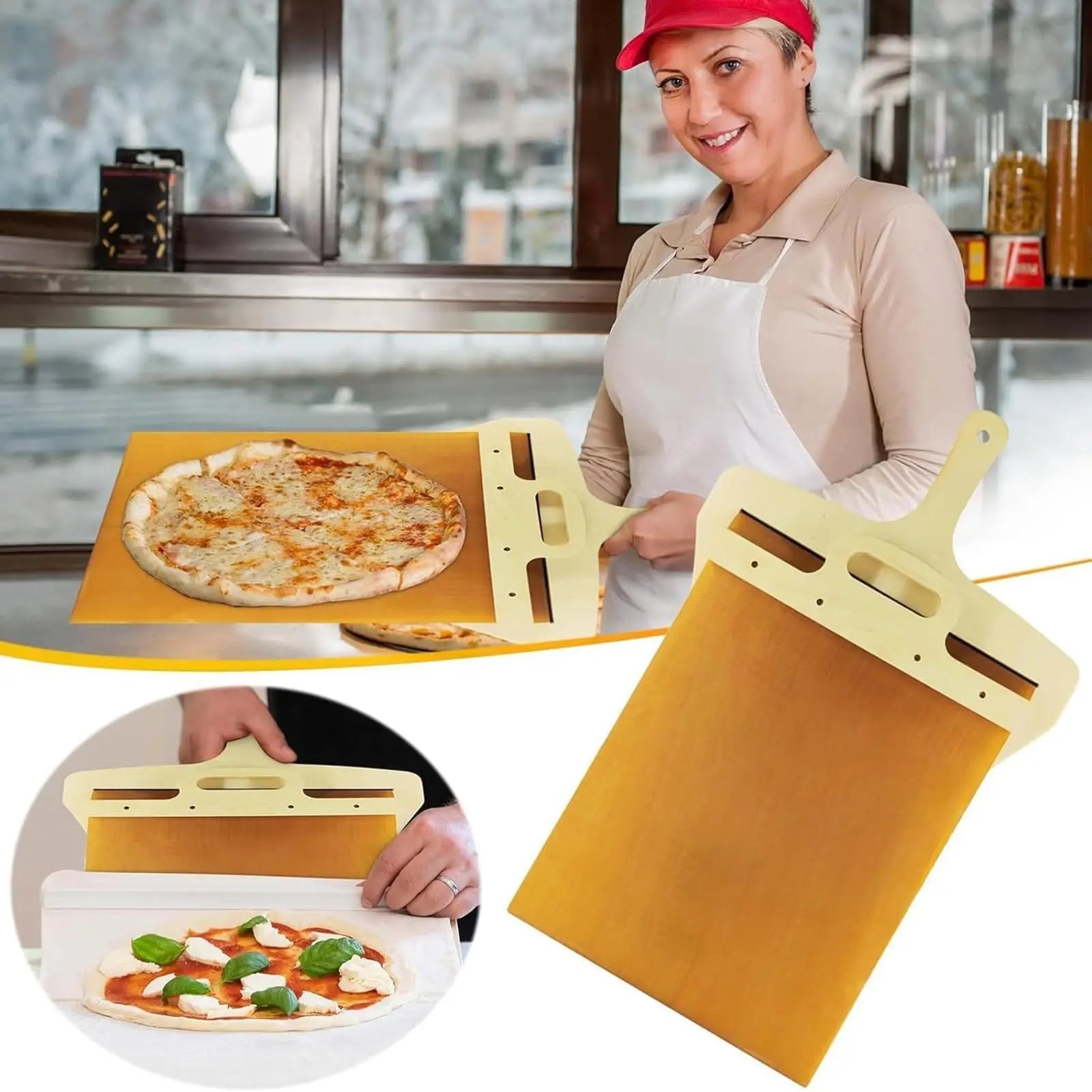 Sliding Pizza Peel Shovel Foldable Wooden Handle Transfer Tray Pizza Spatula Bread Baking Tools Kitchen Aaccessories Gadgets