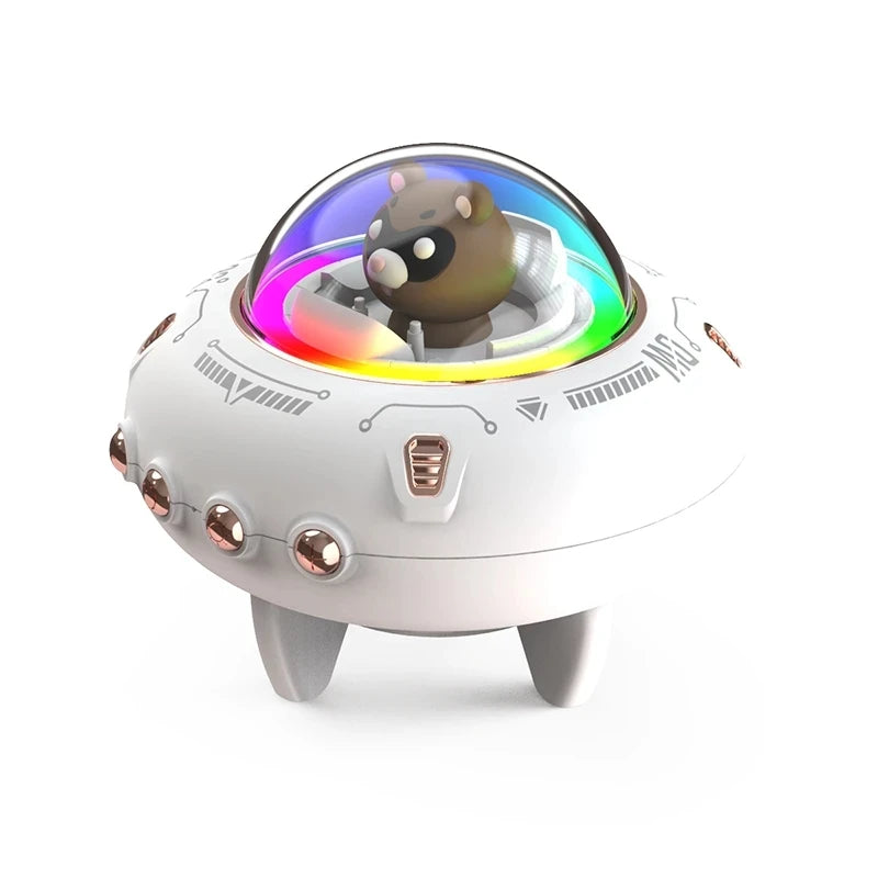 New Mini Computer Speaker Portable Bluetooth Speaker RGB LED Light UFO Spaceship Audio Wireless Speaker Best Gift Support TF