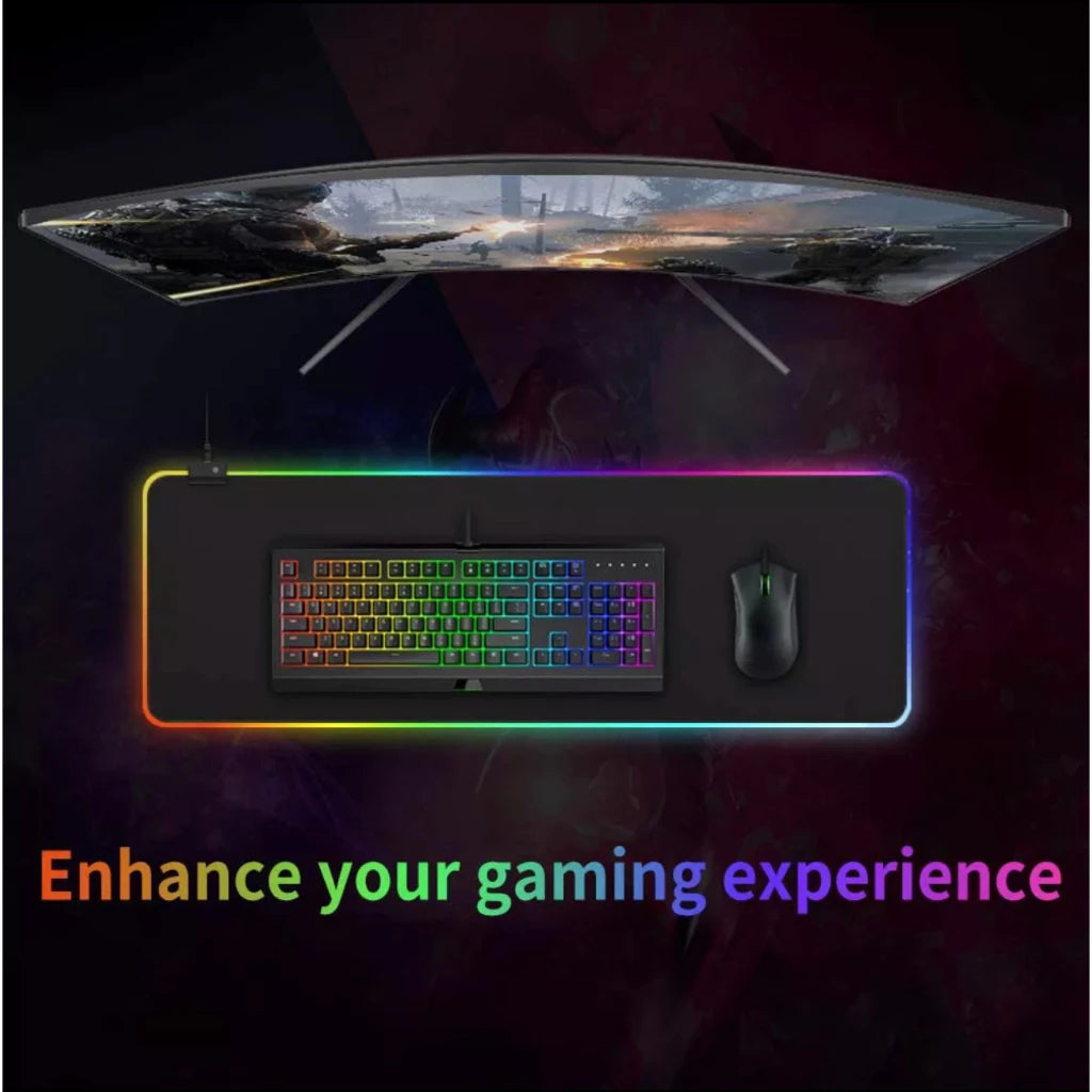 Mouse Pad Gamer Grande Speed Borda Led 7 Cores Rgb Impermeável 300mm X 800mm