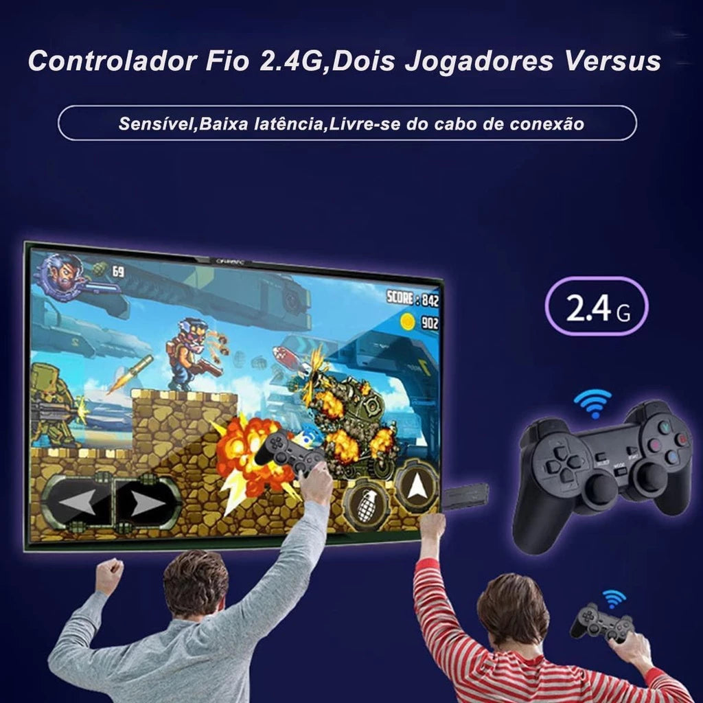 Video Game Stick 4K 64Gb 10Mil Jogos Retro 2 Controles Sem Fio