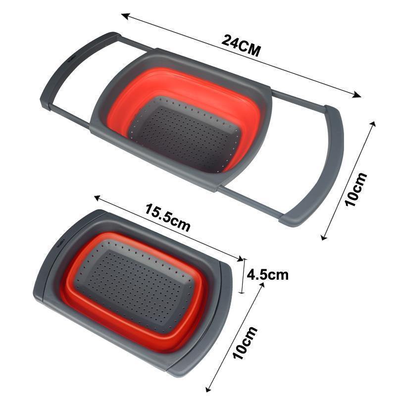 Escorredor Multiuso de Silicone Expansível Alça Retrátil